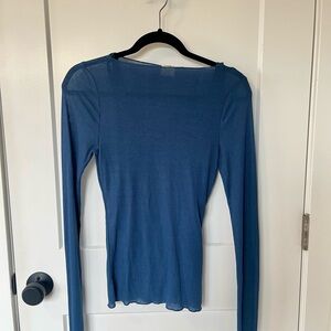 Abercrombie & Fitch | Long-Sleeve Sheer Rib Crew Top | Size: Small | Blue